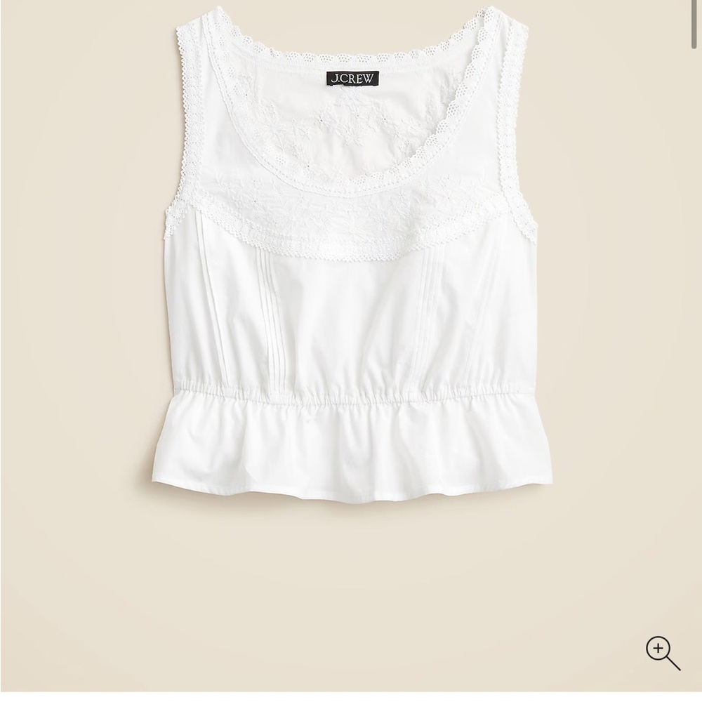 J. Crew Flutter-hem tank in cotton poplin Pink - Picture 2 of 7